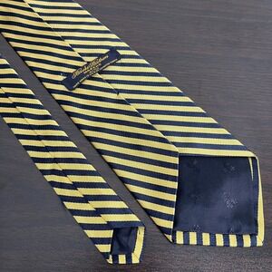 Brooks‎ Brothers Makers Pure Silk Yellow Blue Diagonal Striped Mens Neck Tie
